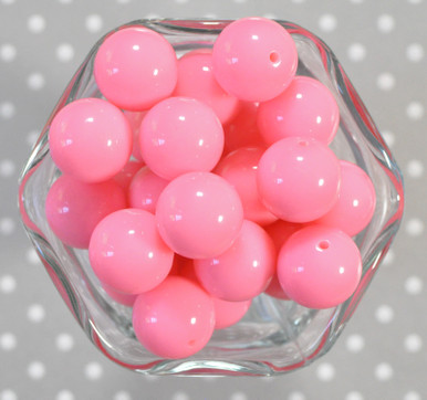 20mm Matte Cotton Candy Pink Solid Chunky Bubblegum Beads, Acrylic