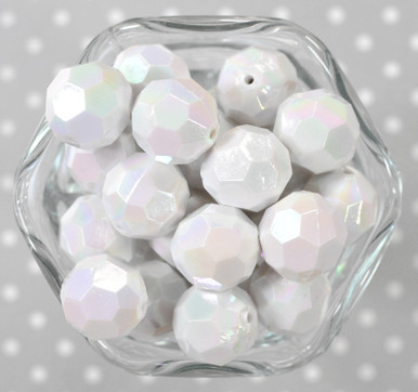 CLEARANCE Opaque White With Pearlized AB Finish Faceted Crystal