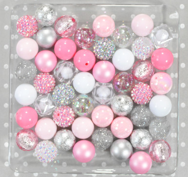 45mm Pink Bow Bubblegum Beads