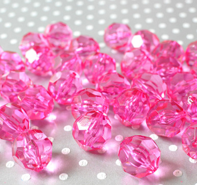 20mm Shocking pink facet bubblegum beads