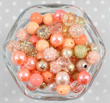 16mm Coral Glitter Beads 20pc.