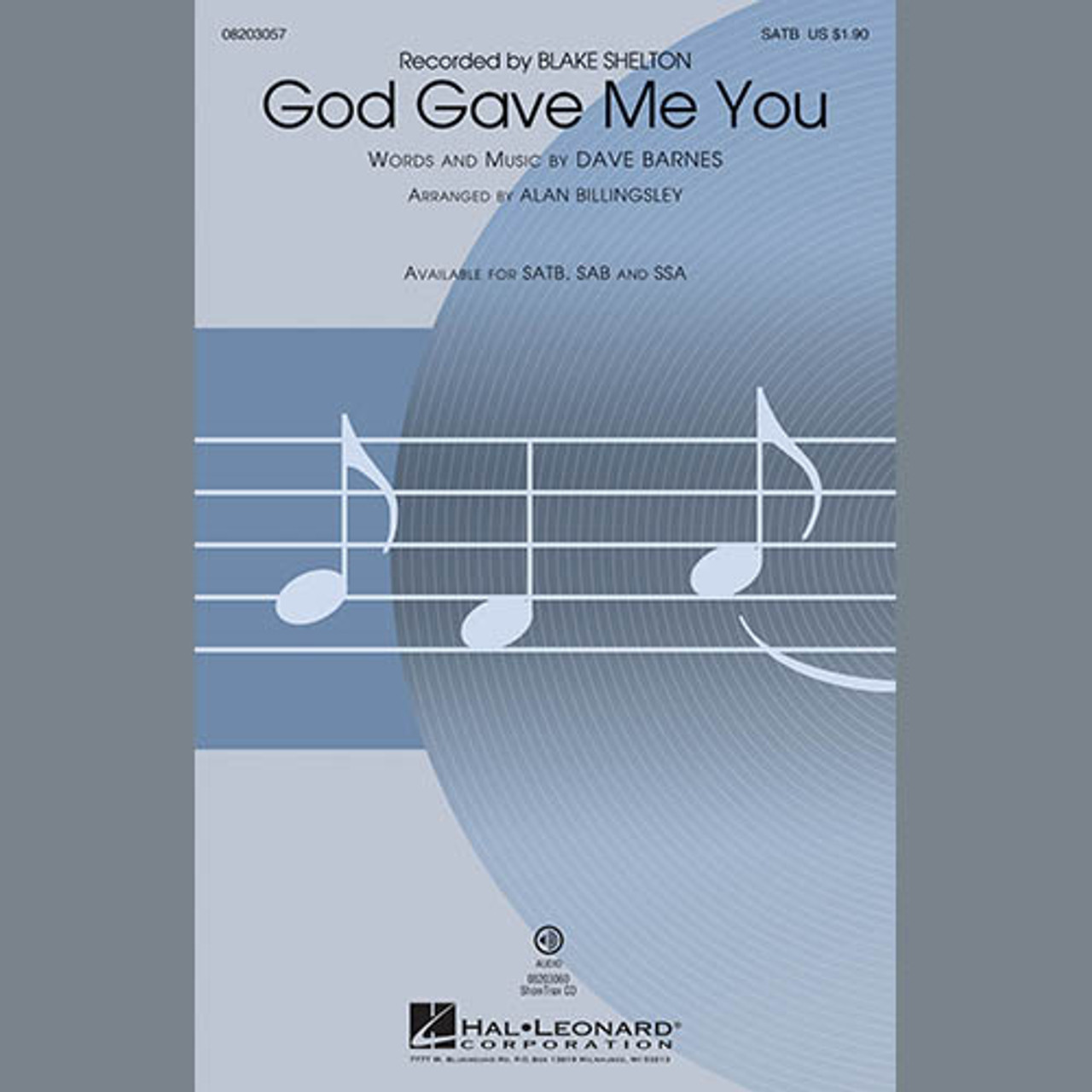 Product image for God Gave Me You (arr. Alan Billingsley) | Dave Barnes | Choral | Digital Sheet Music | My Worship Store