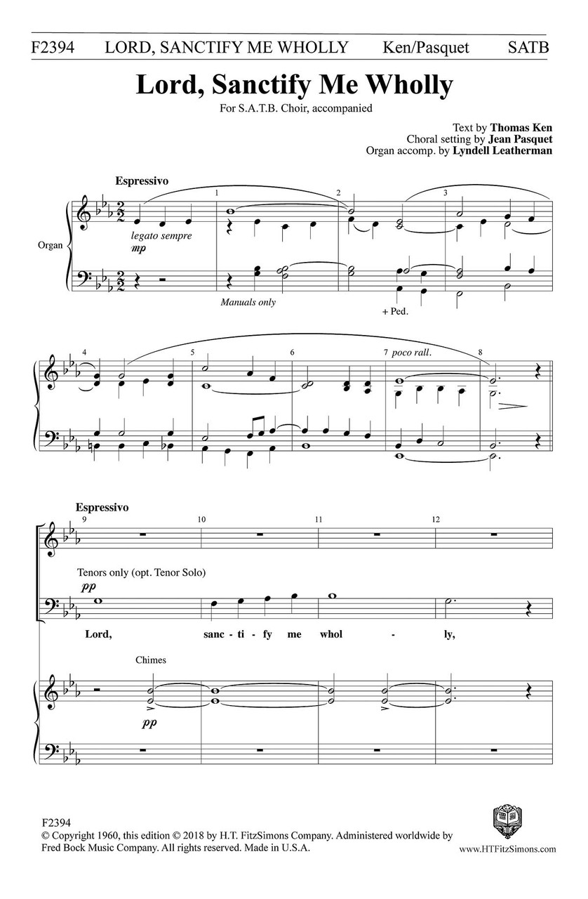 Product image for Lord, Sanctify Me Wholly | H.T. FitzSimons Company | SATB | My Worship Store