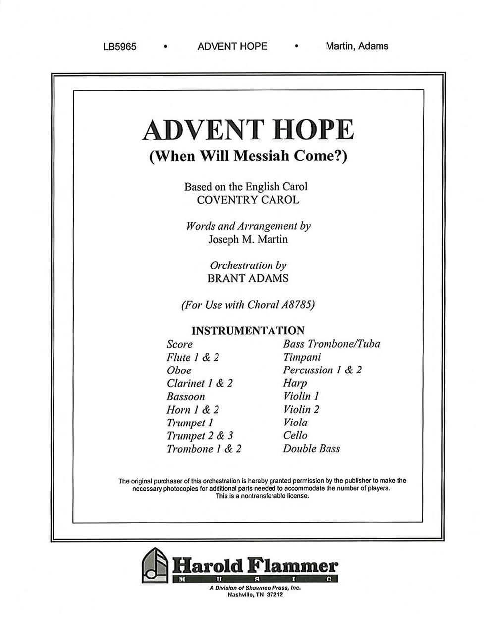 Product image for Advent Hope | Shawnee Press | Orchestration | My Worship Store