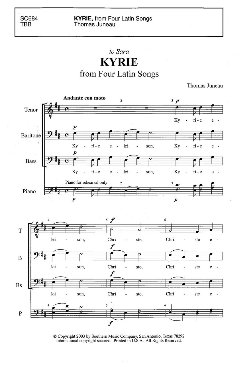Product image for Kyrie | Southern Music Co. | TBB | My Worship Store
