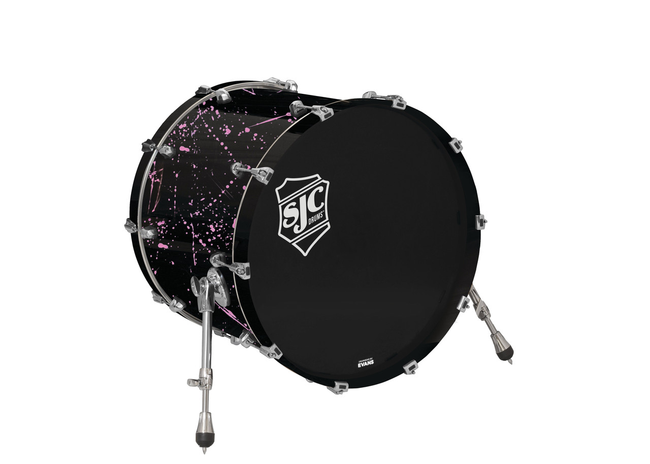 Product image for Navigator Bass Drum | SJC Drums | Black w/ Pink Splatter | My Worship Store