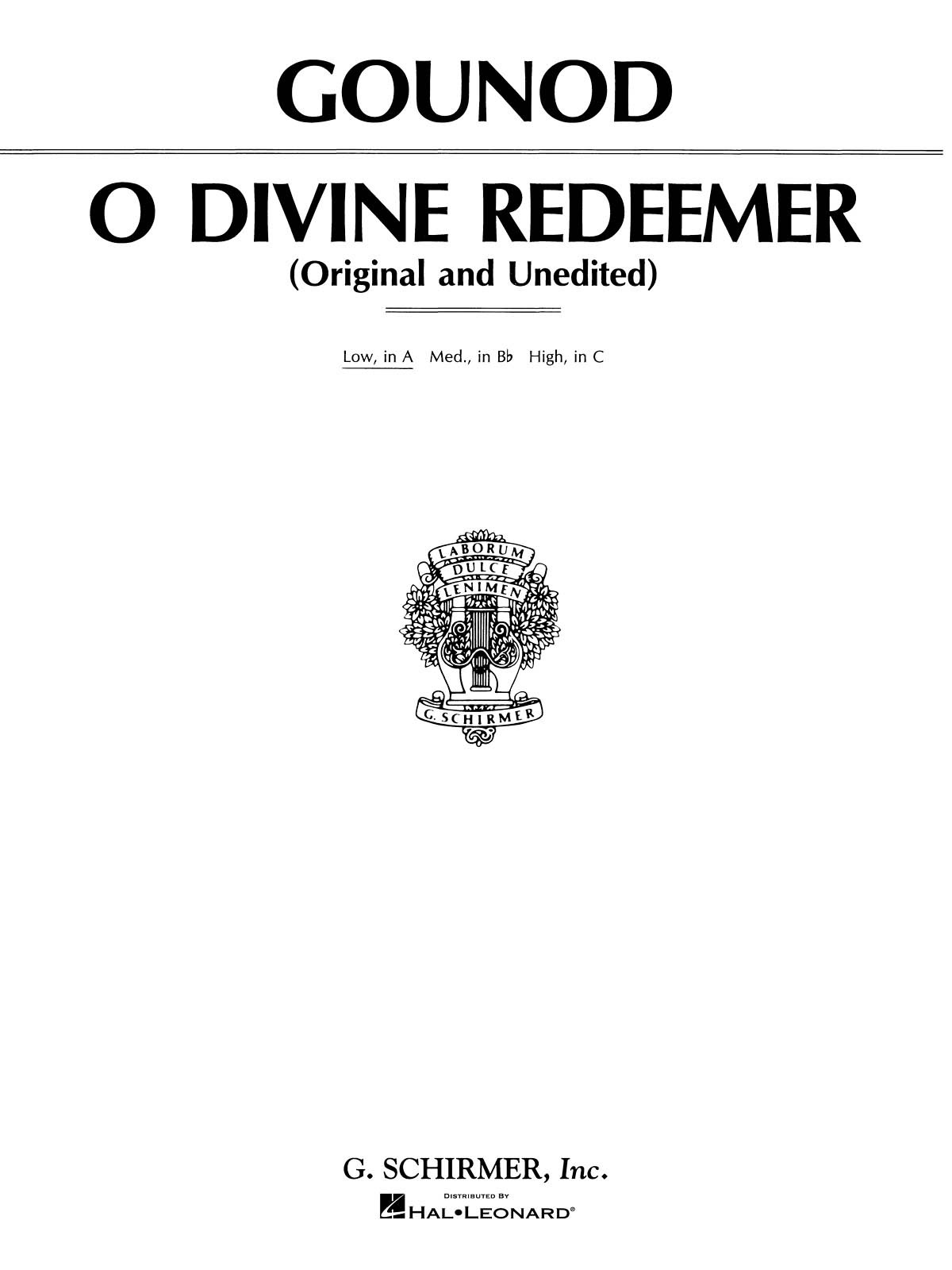 Product image for O Divine Redeemer | G. Schirmer, Inc. | Low Voice | My Worship Store