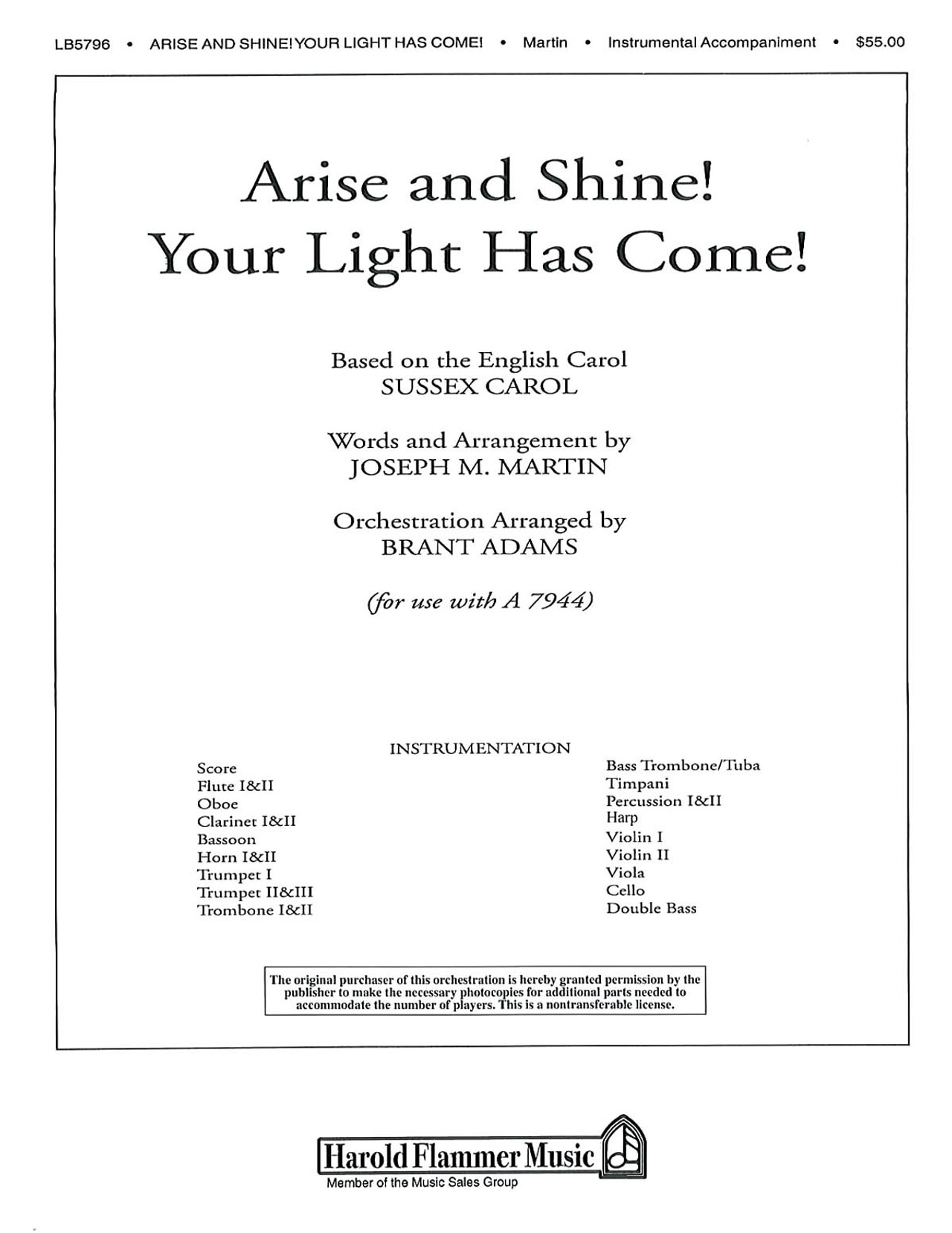 Product image for Arise and Shine! Your Light Has Come! | Shawnee Press | Orchestration (Score and Parts) | My Worship Store