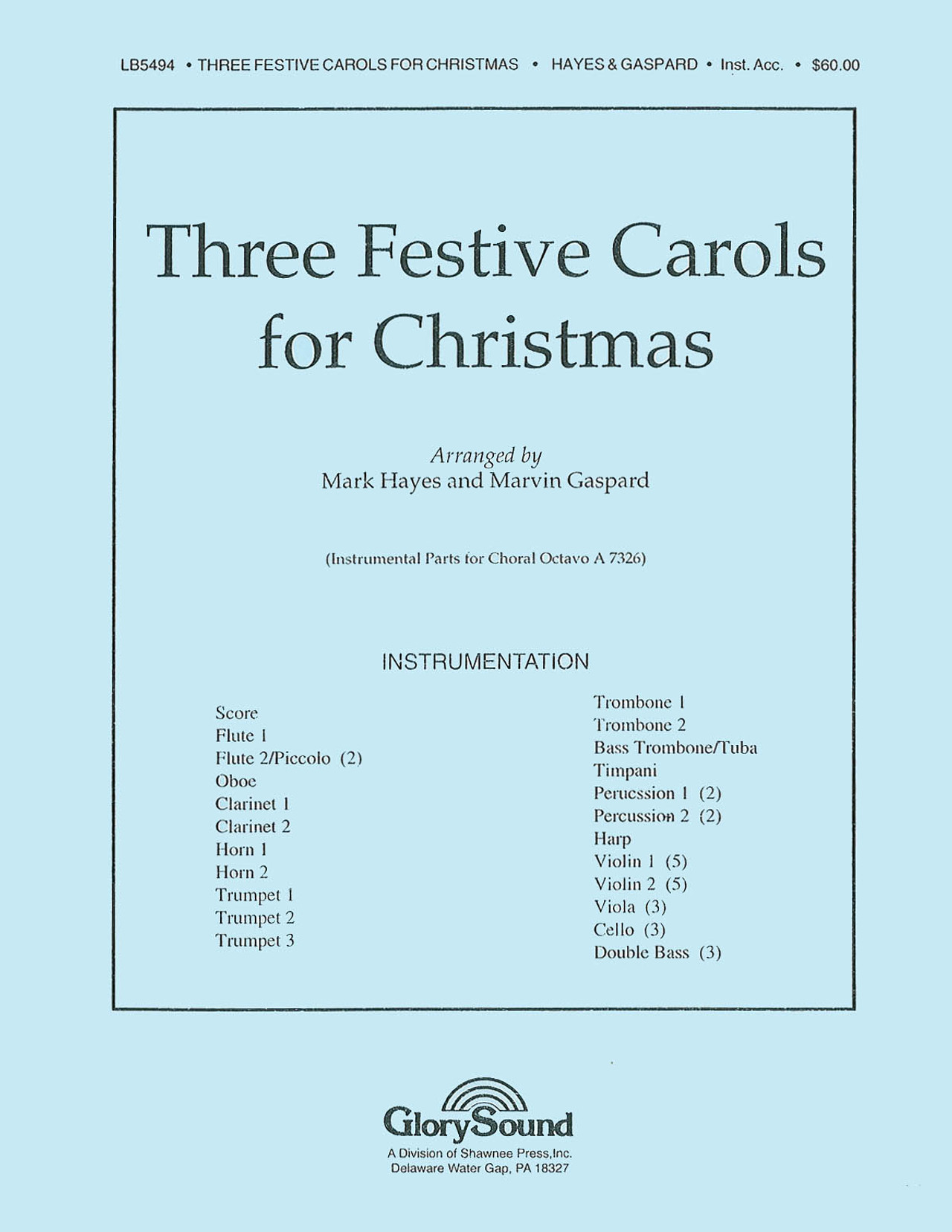 Product image for Three Festive Carols for Christmas | Shawnee Press | Orchestration | My Worship Store