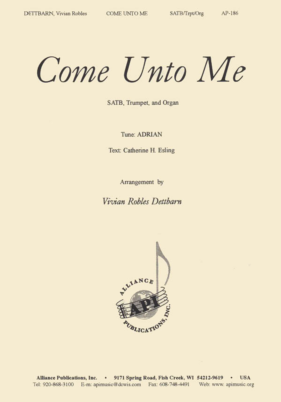Product image for Come Unto Me | Alliance Music Publications | SATB | My Worship Store