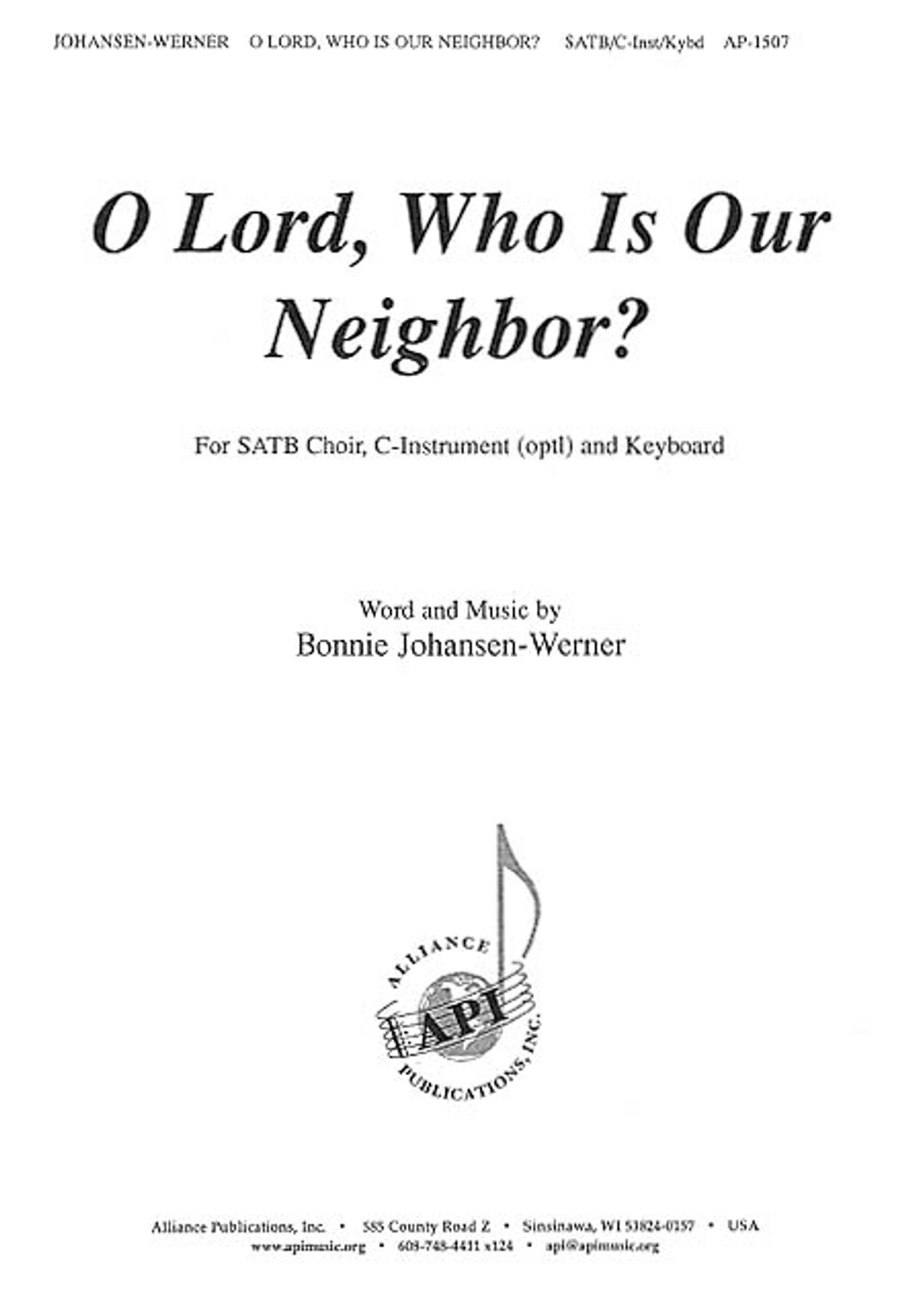 Product image for O Lord, Who Is Our Neighbor? | Alliance Music Publications | SATB | My Worship Store