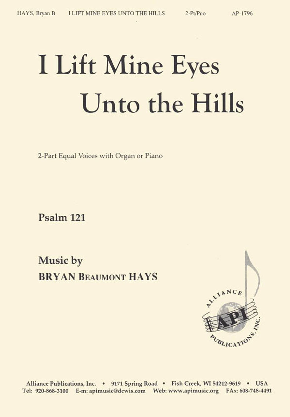 Product image for I Lift Mine Eyes Unto the Hills | Alliance Music Publications | 2-Part | My Worship Store