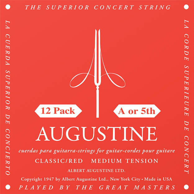 Product image for Classic/Red - Medium Tension Nylon Guitar Strings | Augustine Guitar Strings | 12 Pack of A (5th) Strings | My Worship Store