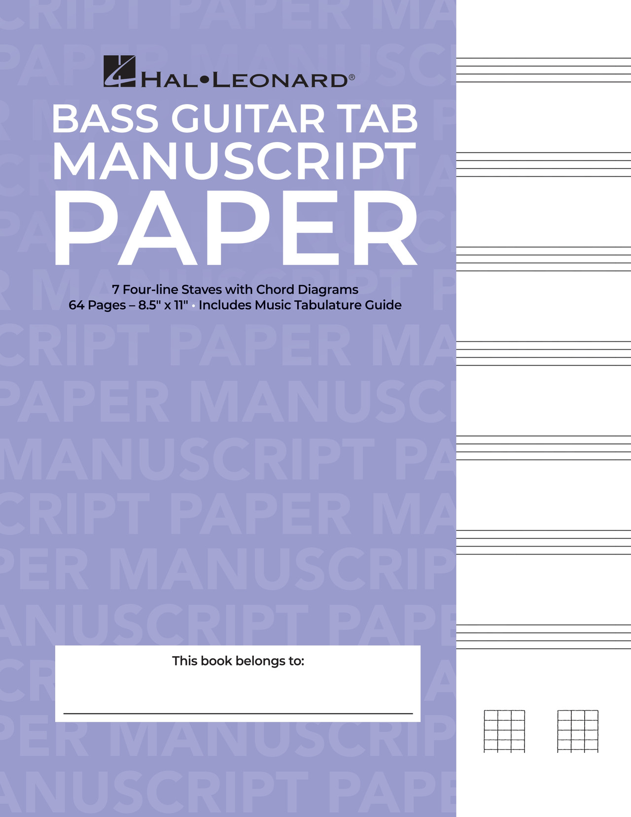 Product image for Bass Guitar Tablature Manuscript Paper (Purple Cover) |  |  | My Worship Store