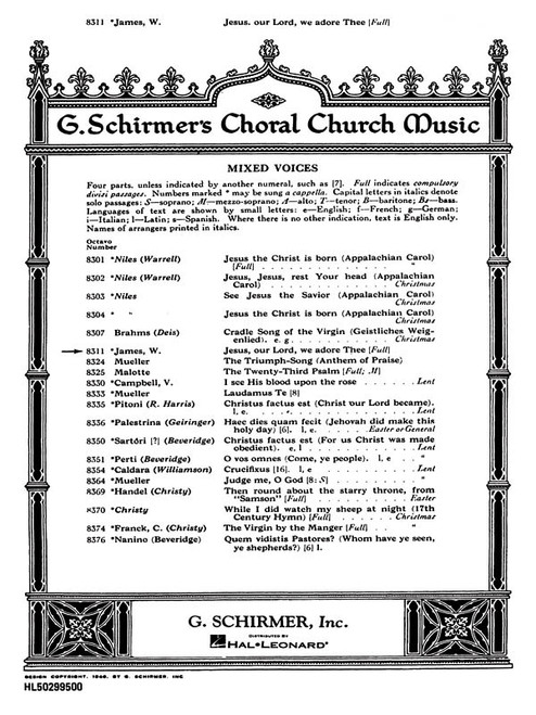 Product image for Jesus Our Lord We Adore Thee | Schirmer | SATB | My Worship Store