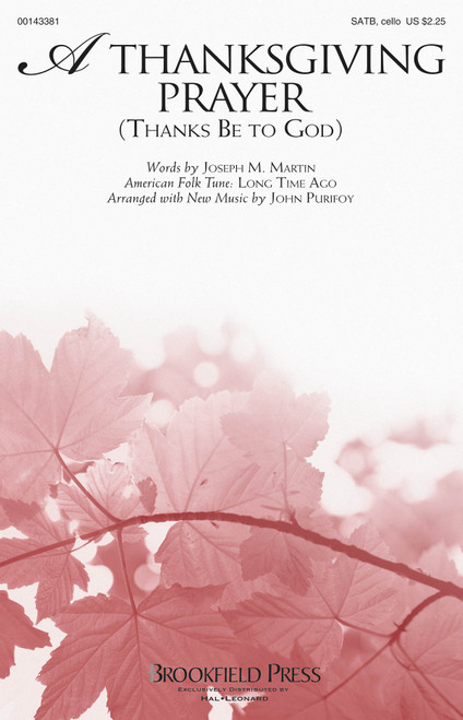 Product image for A Thanksgiving Prayer | Brookfield Press | SATB/opt. Cello | My Worship Store