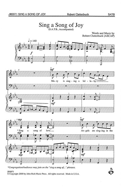 Product image for Sing a Song of Joy | Pavane Publishing | SATB | My Worship Store