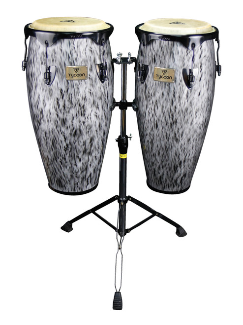 Product image for Kinetic Steel Series Congas - Black Powder with Double Stand | Tycoon Percussion | 10 inch. & 11 inch. | My Worship Store