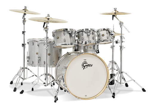 Product image for Gretsch Catalina Maple 6-Piece Shell Pack with Free Additional 8 inch. Tom | Gretsch Drums | Silver Sparkle | My Worship Store