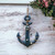 Wood Anchor Dark Blue  With Net And Shells - 50cm Wood Anchor Dark Blue  With Net And Shells - 50cm
