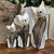 Wood Cat Set of 3 Standing - Brown & White 25,20,15cm Wood Cat Set of 3 Standing - Brown & White 25,20,15cm