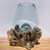 Large Hand Blown Glass Bowl on Driftwood Base Design 7 Large Hand Blown Glass Bowl on Driftwood Base Design 7
