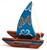 Wood Sail Boat Blue With Flowers - 13x13cm Wood Sail Boat Blue With Flowers - 13x13cm