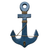 Wood Anchor Dark Blue With Rope And Hook - 40cm