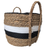 Brown, Black & White Wide Weaved Basket With Handels
