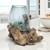 Large Hand Blown Glass Bowl on Driftwood Base Design 1 Large Hand Blown Glass Bowl on Driftwood Base Design 1