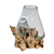 Large Hand Blown Glass Bowl on Driftwood Base Design 2