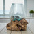 Medium Hand Blown Glass Bowl On Driftwood Base Design 2 Medium Hand Blown Glass Bowl On Driftwood Base Design 2