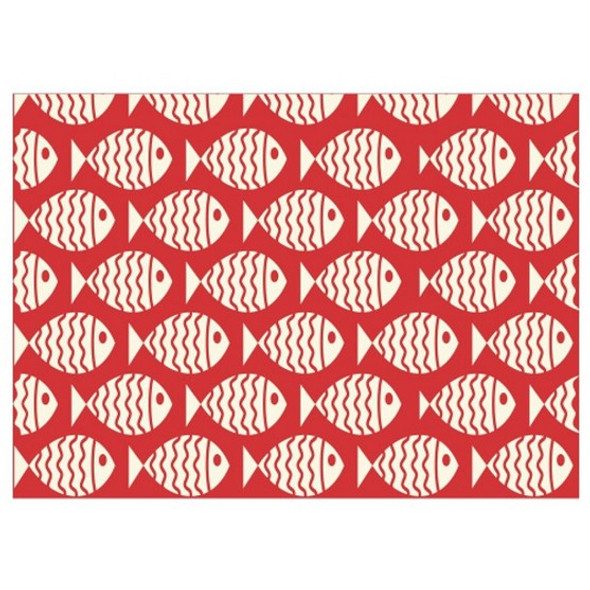 Disposable Placemat - Red Cream Fish