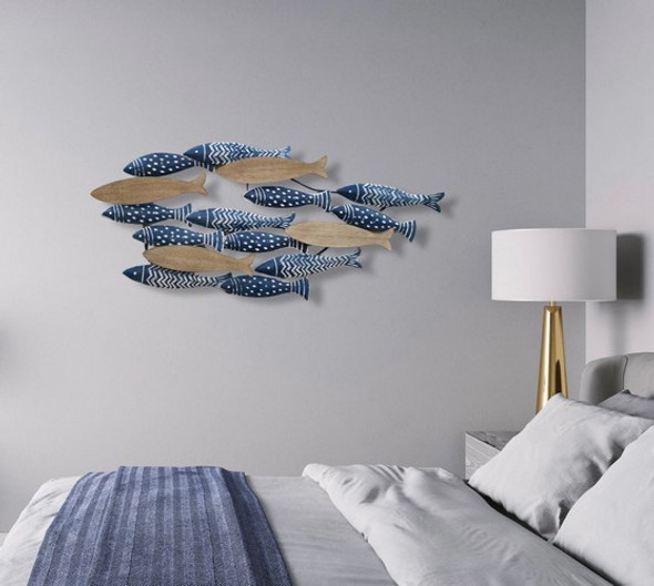 Metal And Wood Fish Wall Hanging Decor