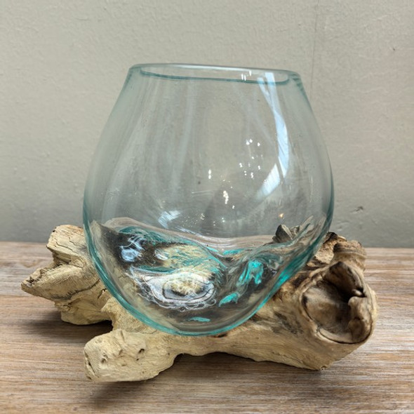 Small / Medium Glass Bowl on Driftwood Design 5