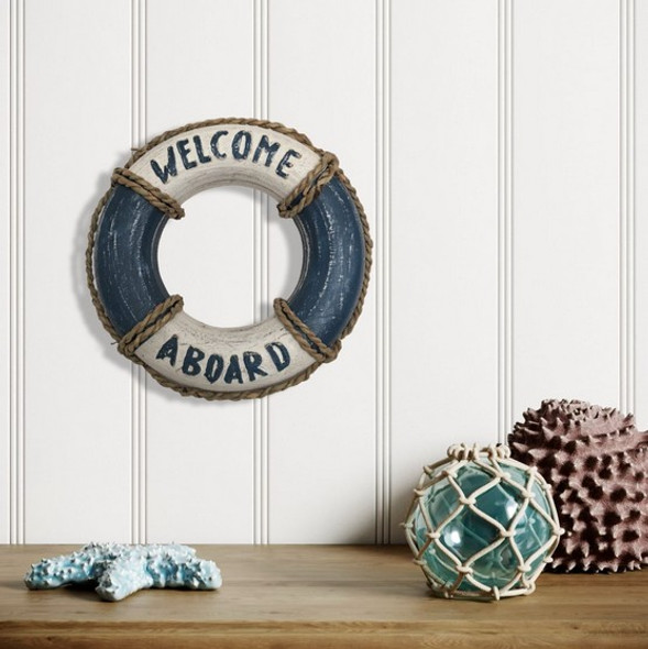 Wooden Life Buoy - Welcome Aboard - 20cm