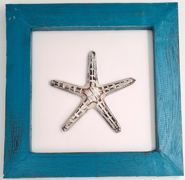 Starfish In Blue Frame With White Background 28 x 28cm Starfish In Blue Frame With White Background 28 x 28cm