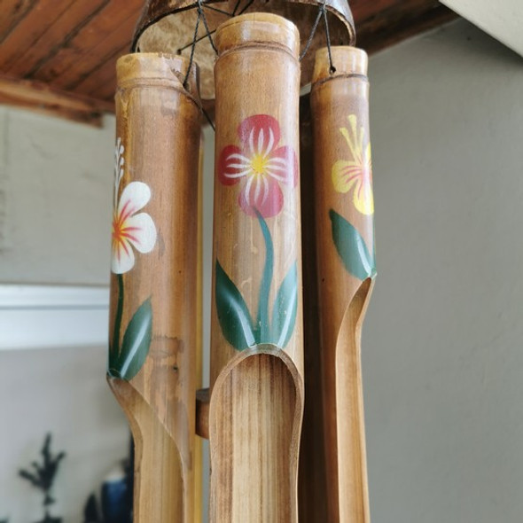 Bamboo Gong With Mixed Colour Flower Design - 50cm