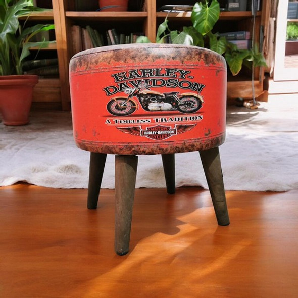 Faux Leather Pouf Footrest - Ottoman - Harley Davidson