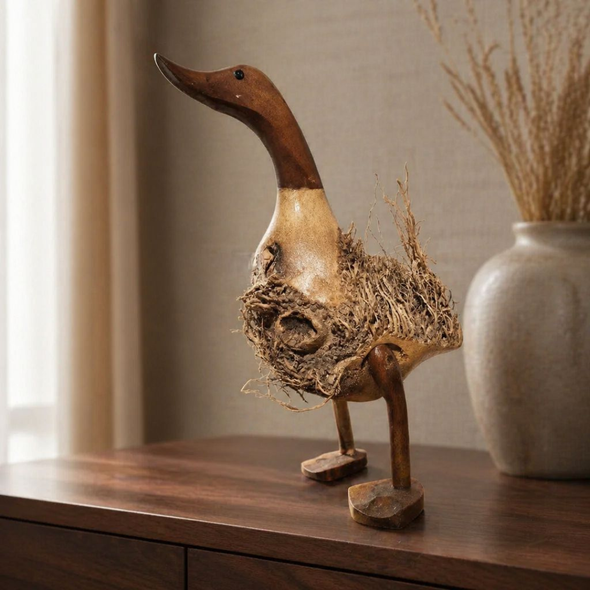 Hand Carved Small Bamboo Root Duck Nr 2