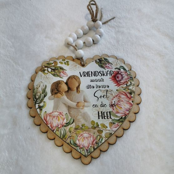 Wooden Heart With Beads - Vriendskap