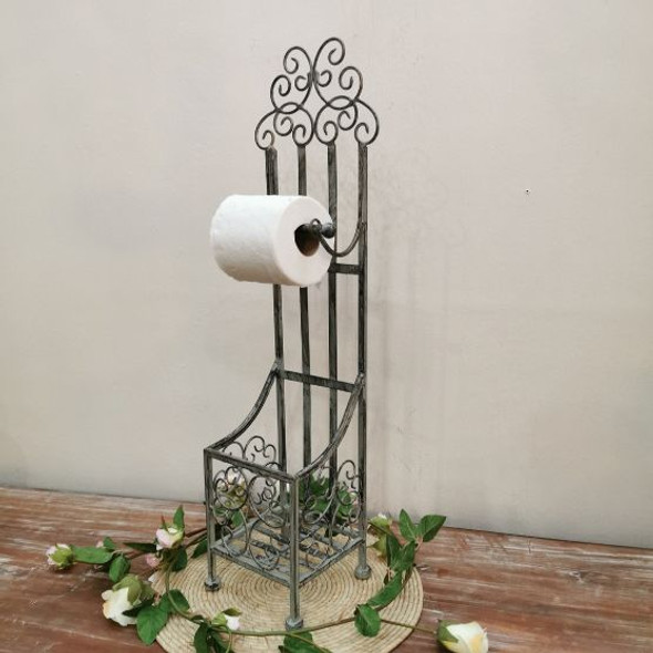 Toilet Roll Stand & Holder Grey With Black "distressed look" 67CM