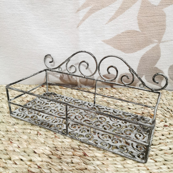 Metal Bathroom Shelf Grey With Black "distressed look"