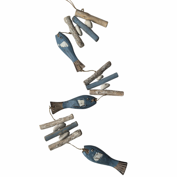 Driftwood String With 3 x Ldenim Blue Fish – 85cm Driftwood String With 3 x Ldenim Blue Fish – 85cm