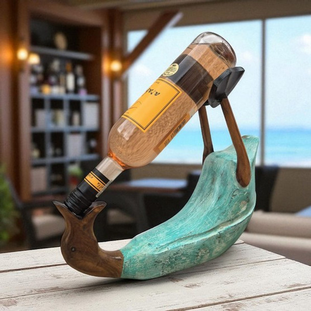 Bamboo Duck Wine Bottle Holder - Turquoise