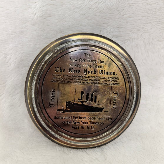 Titanic Compass Antique Lid: Vintage Nautical / Navigation / Gadgets