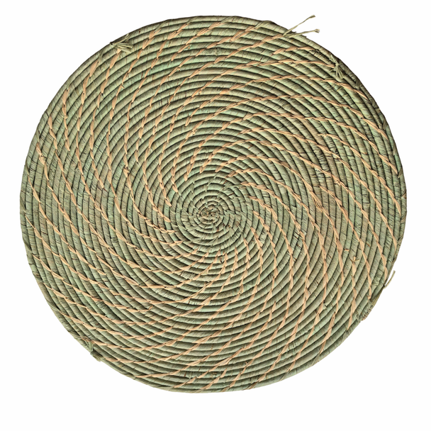 Woven Placemat Thin Weave Spiral Duck Egg And Beige 34cm & set of 6