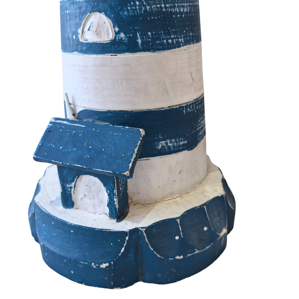 Wood Lighthouse - Blue And White - 45cm