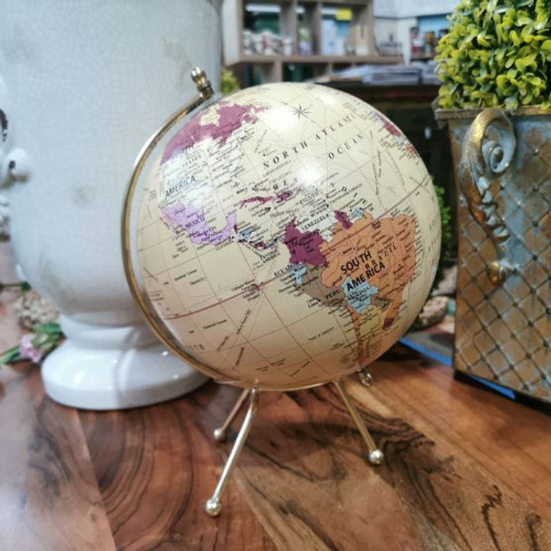 Beige Earth Globe on Gold
