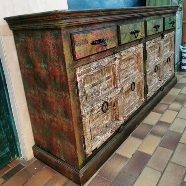 Bali Hand Carved 4 Drawer & 4 Door  Large Sideboard Table